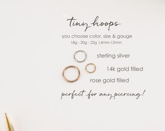 NOSE RING • twist hoops • belly button • conch daith helix lobe rook septum tragus • gold rose gold sterling silver • 22g 20g 18g • PISH2AS