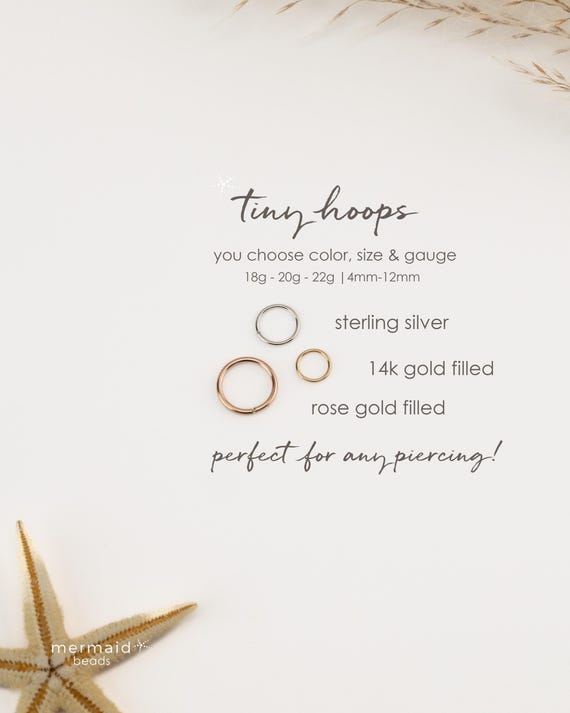 NOSE RING • twist hoops • belly button • conch daith helix lobe rook septum tragus • gold rose gold sterling silver • 22g 20g 18g • PISH2AS