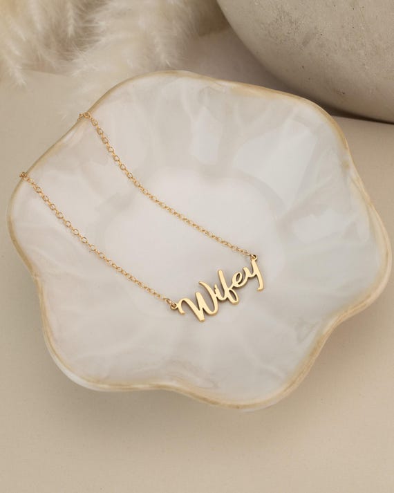 WIFEY PERSONALIZED NAME necklace • bridesmaids jewelry • bachelorette bridal shower gift • wedding party • water resistant • NECC3AWFIp