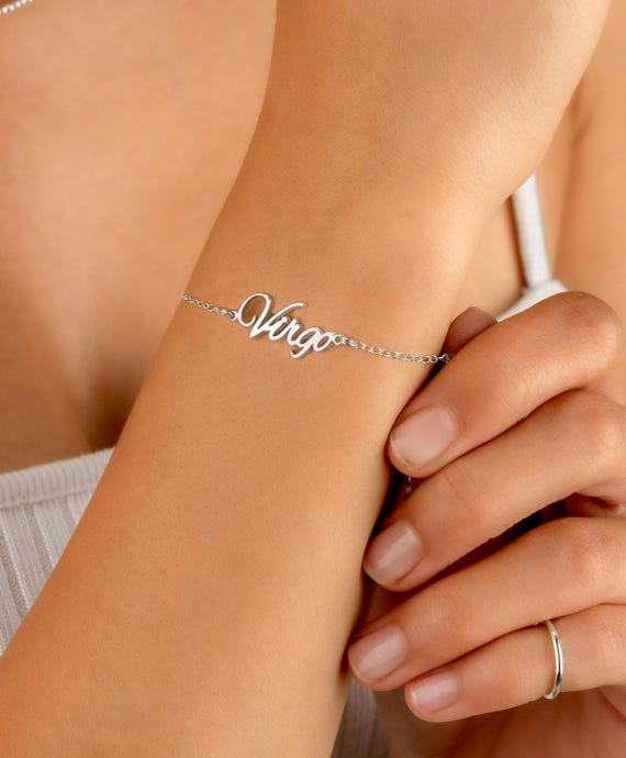ZODIAC bracelet • perfect birthday gift for her • astrology birth sign chain bracelet or anklet • water resistant adjustable • BRCC3AHp