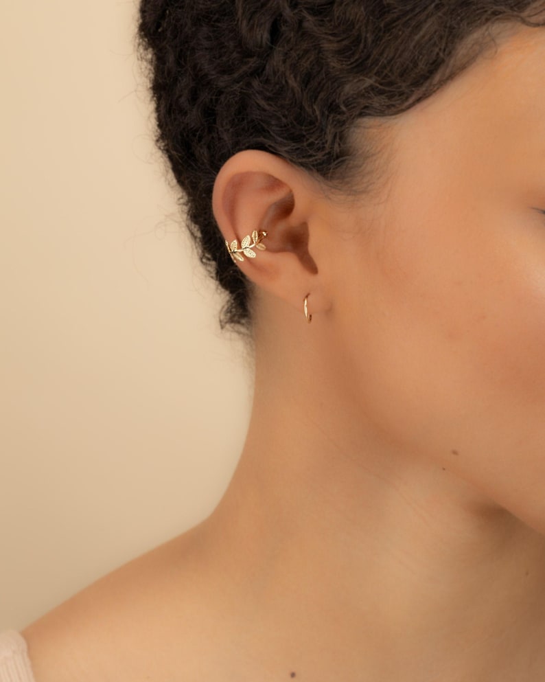 Ivy Leaf Ear Cuff • Gold or Silver Adjustable Wrap • no piercing needed image 1