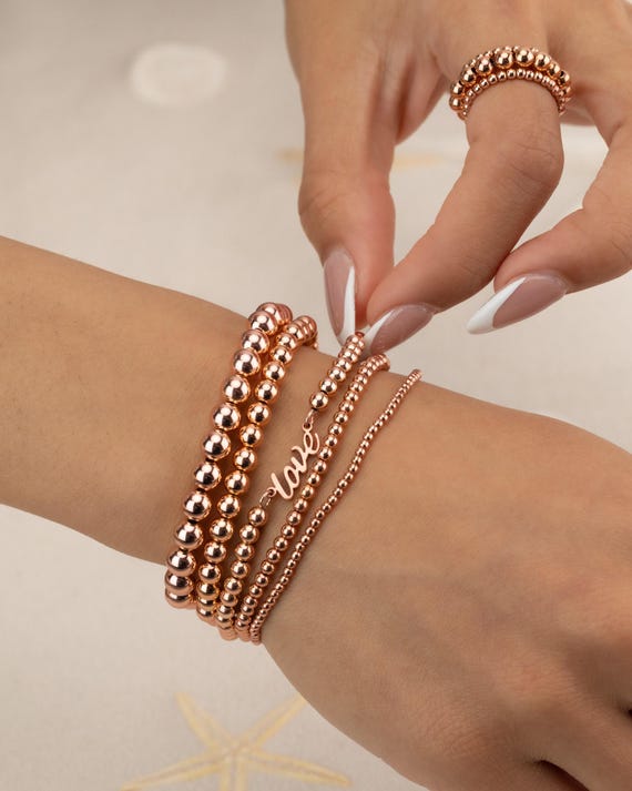 LOVE beaded bracelet • personalized gift for wife or girlfriend • stretch and water resistant • bride girlfriend couple anniversary gift