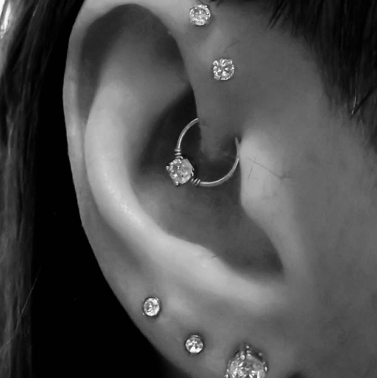 Penny Tabique Anillo Flor De Plata Pendientes Tabique Clicker Piercing Helix Daith Aro