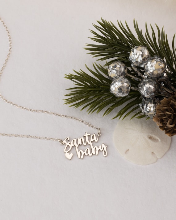 SANTA BABY NECKLACE • holiday jewelry • christmas pendant • gold, sterling silver or rose • gift for wife girlfriend • stocking stuffer