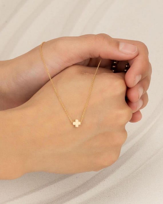 FLOATING CROSS NECKLACE • waterproof • 14k gold filled or sterling silver pendant • religious meaningful jewelry • layering statement choker