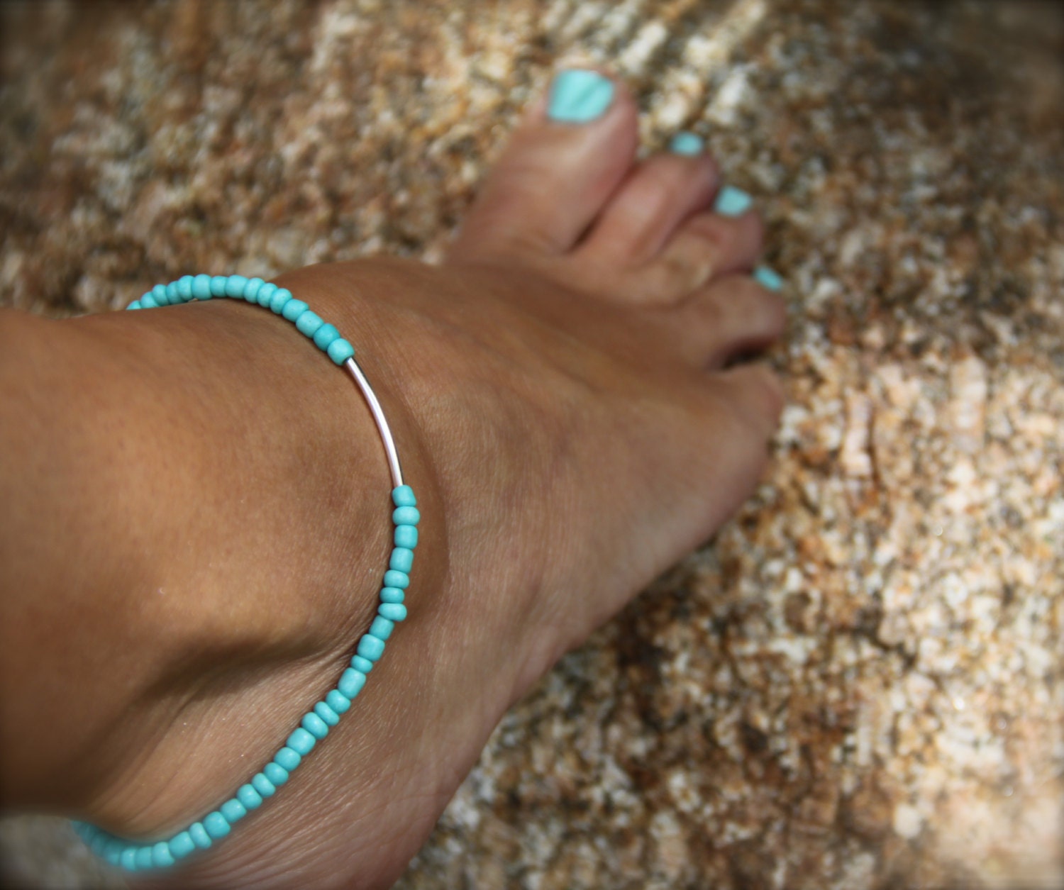 Turquoise Anklet Beaded Stretch Ankle Bracelet Boho Beach Jewelry Ocean  Inspired Elastic Stack Bracelet Woman Man Unisex Summer Jewelry