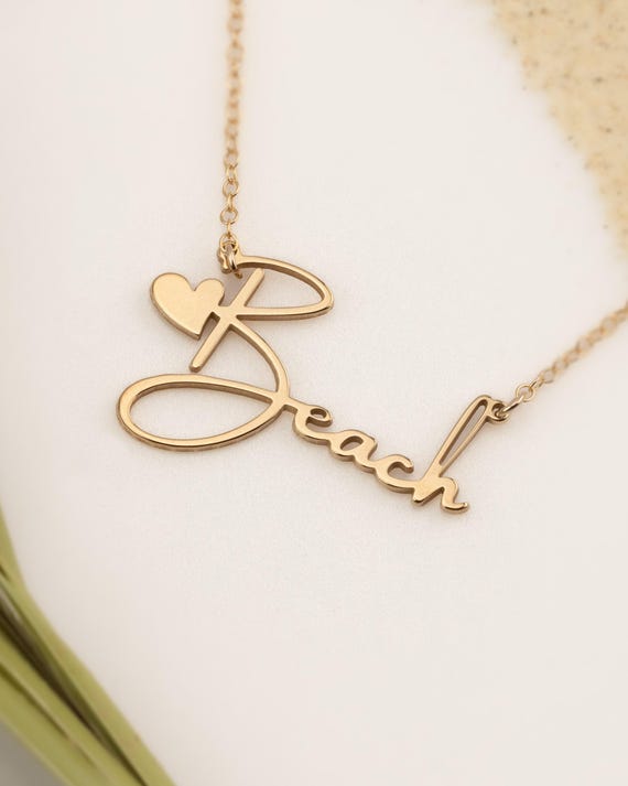 BEACH LOVER PERSONALIZED name necklace  • perfect gift for her • summer jewelry • beach jewelry beach wedding • water resistant • NECC3BITUp