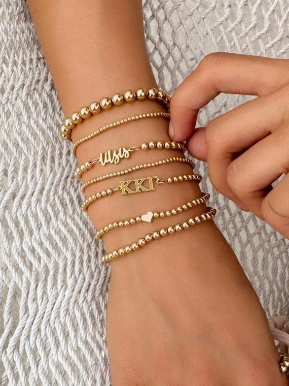 SORORITY beaded bracelet • big sis little sister gbig personalized gift rush bid day initiation • connector for permanent jewelry BRBP3CLMIp