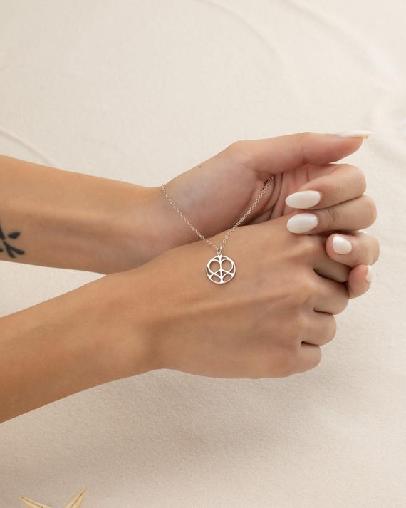 PEACE LOVE PENDANT necklace • dainty gift for her • heart charm • birthday anniversary • water resistant layering necklace • NECC3PCAN