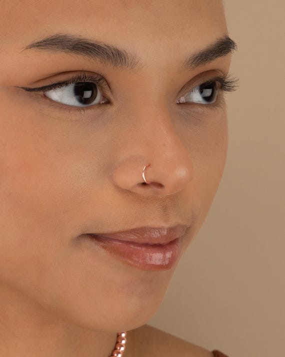 NOSE RING • seamless nose ring hoop • septum • gold nose ring • rose gold sterling silver • thin endless twist hoops • 22g 20g 18g • PISH2AR