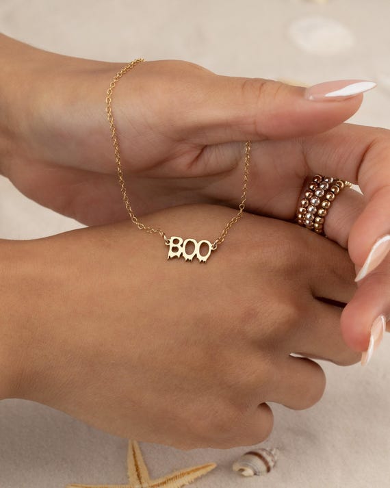 BOO NAME necklace • perfect Halloween gift for her • Halloween costume necklace pendant • water resistant • NECC3DJSV