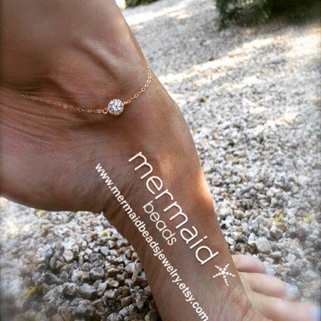 Diamond Anklet Gold Ankle Bracelet Crystal CZ Gold Filled Etsy