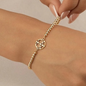 PEACE LOVE CHARM beaded bracelet • heart • stretch water resistant • mom daughter wife girlfriend gifts