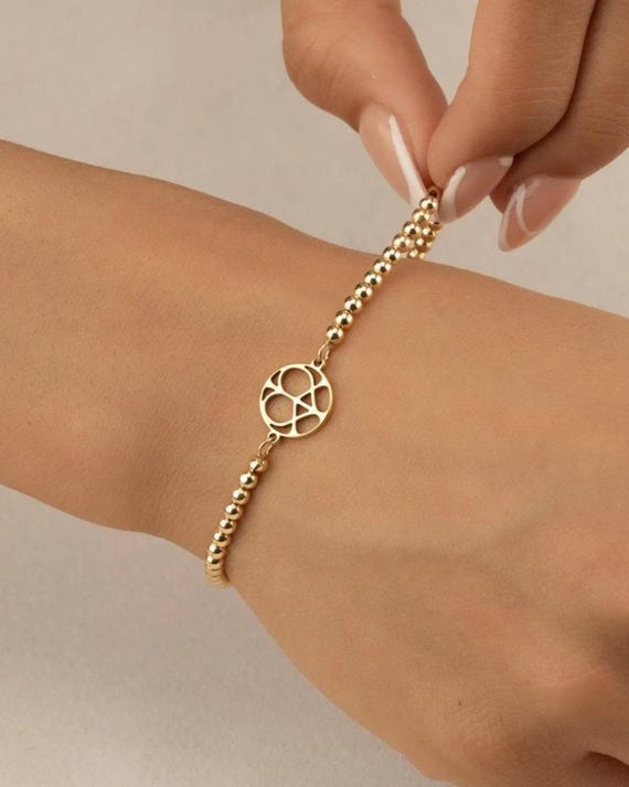 PEACE LOVE CHARM beaded bracelet • heart • stretch water resistant • mom daughter wife girlfriend gifts