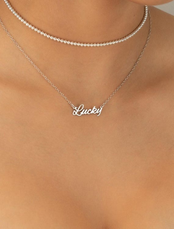 LUCKY PERSONALIZED NAME necklace • anniversary birthday gift • water resistant • jewelry with meaning • pendant for bride