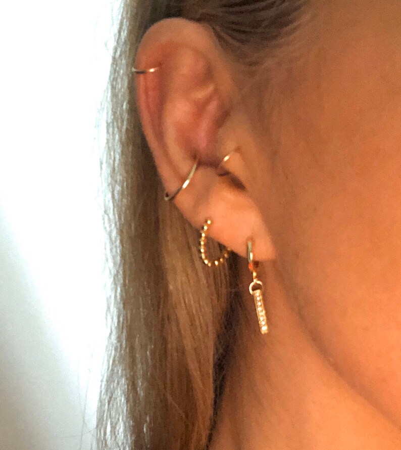 Clicker Hoop Earrings Nose Ring Beaded Hoop Cartilage Septum Etsy