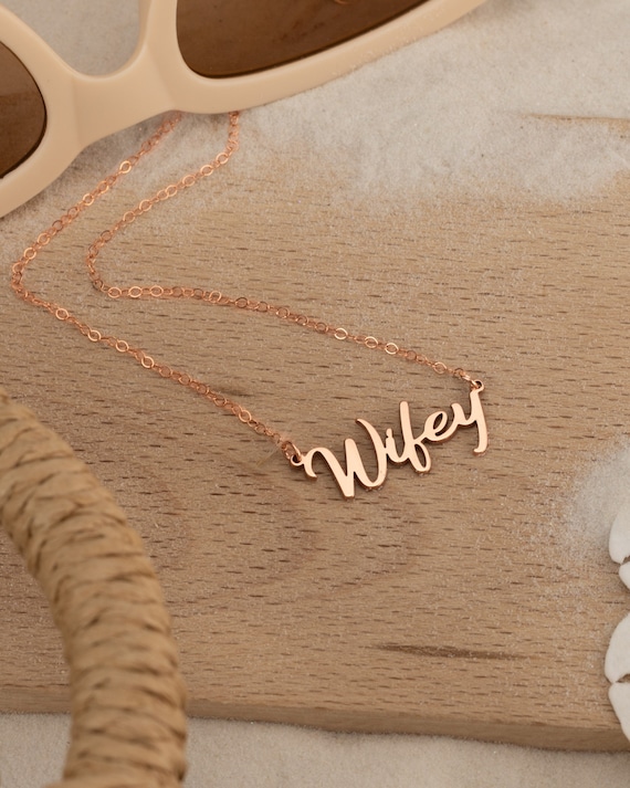 Wife Necklace PERSONALIZED NAME Necklace Wifey Bride Bridal Jewelry Engagement Bachelorette Bridal Shower Wedding Mothers Day Gift | FIJI