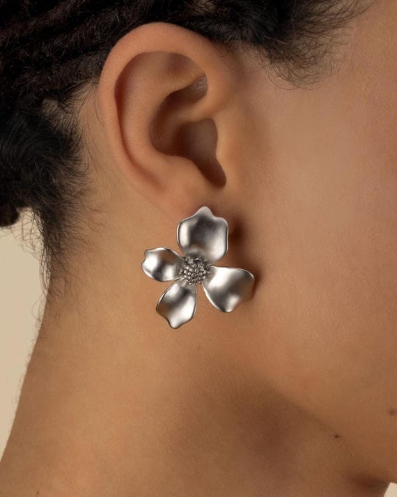 FLOWER EARRINGS • beach rose blooms • statement jewelry • bride anniversary birthday gift • gold or silver • nickel free