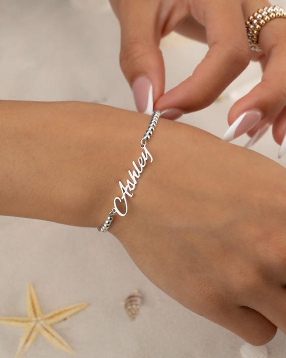 PERSONALIZED NAME BEADED bracelet | perfect gift for her | stackable dainty bracelet | stretch and water resistant | minimalist | BRBP3CACAp
