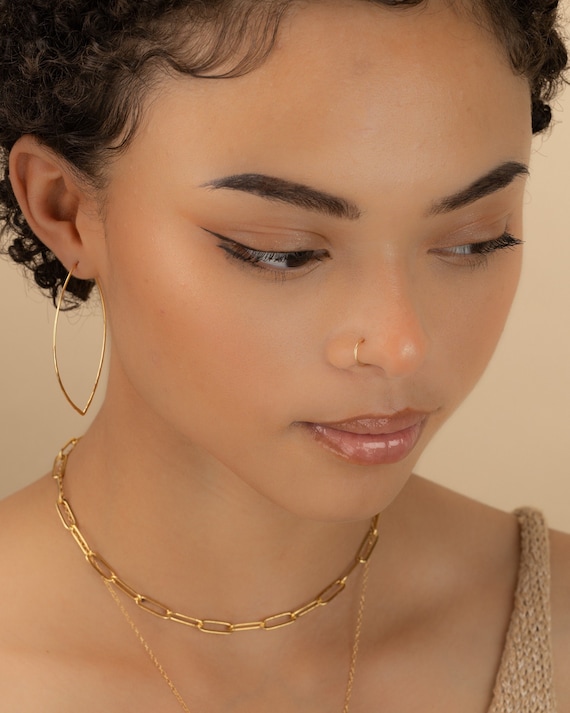 Fake Nose Ring Faux Septum Ring Ear Cuff No Piercing Needed Minimalist Gold Sterling Silver Rose Gold Unisex Boho Jewelry Gift Mothers Day