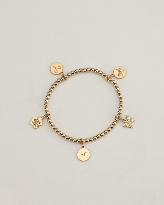 SORORITY CHARM bracelet • 5 charm bracelet • personalized jewelry • select your charms • water resistant • initiation gift