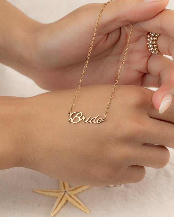 BRIDE PERSONALIZED NAME necklace • perfect gift for her • anniversary bachelorette bridal shower engagement • water resistant • NECC3AFCAp