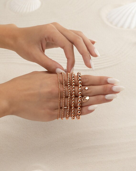 TWO HEARTS CHARM beaded bracelet • gift for her • wedding jewelry • stackable dainty heart bracelet • stretch water resistant • BRBP3CHAKp