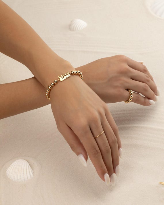 SISTER NAME BEADED bracelet • perfect gift for her • stackable dainty bracelet • stretch and water resistant • wedding jewelry • BRBP3BTLA