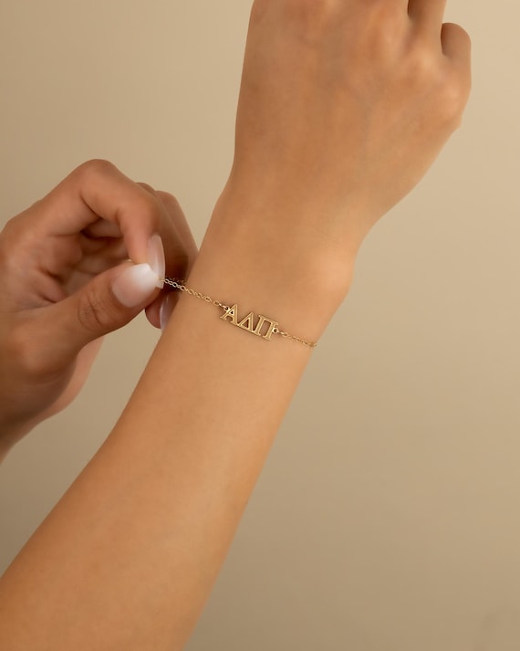 SORORITY GREEK LETTER bracelet • Delta Gamma Kappa Alpha Sigma Pi Theta Chi Omega Omicron Psi Phi • rush bid day sister gift  • BRCC3CRMIp