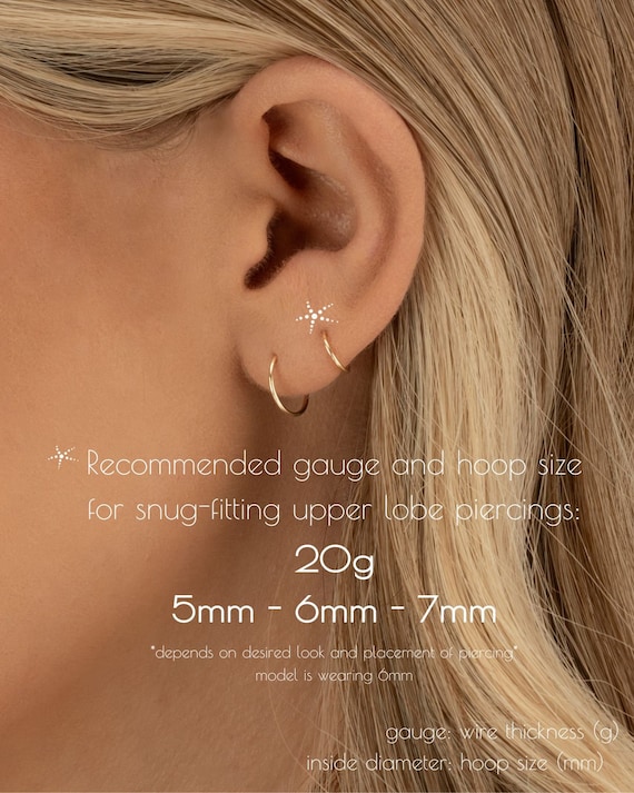 UPPER LOBE HOOP • second third piercing • twist seamless gold hoop earrings • rose gold sterling silver • tiny dainty • 22g 20g 18g PISH2BH