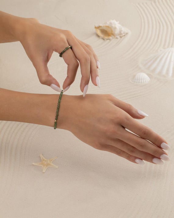 JADE BRACELET 3mm • genuine gemstone jewelry • waterproof • stackable stretch • luck prosperity