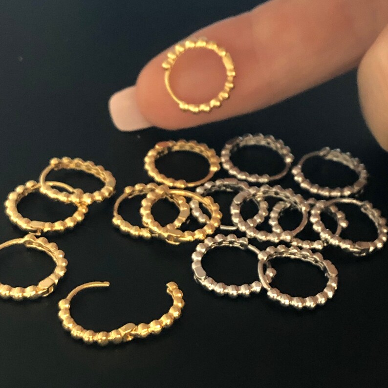 Clicker Hoop Earrings Nose Ring Beaded Hoop Cartilage Septum Etsy