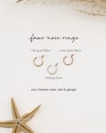 FAKE NOSE RING • no piercing needed • waterproof faux hoop • 14k gold filled, rose or sterling silver • quality body jewelry • nickel free