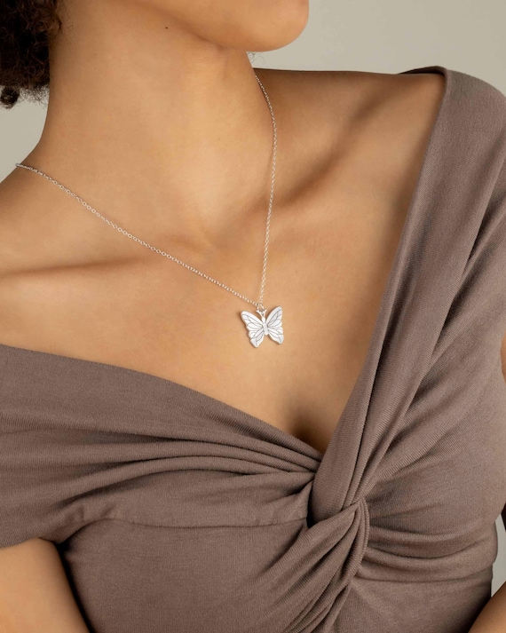 BUTTERFLY CHARM PENDANT necklace • perfect gift for her • beach lover • birthday anniversary • water resistant layering necklace NECC3PCBG