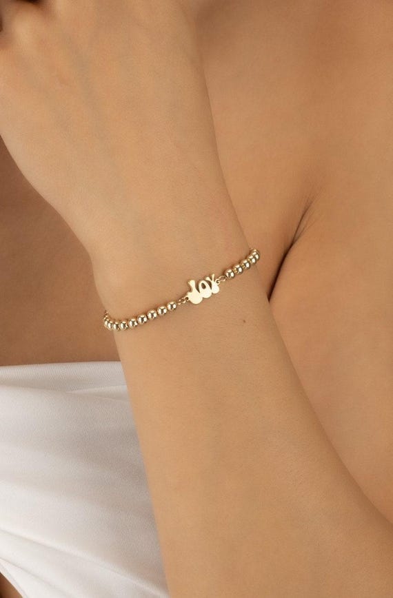 JOY NAME BEADED bracelet • perfect gift for her • stackable dainty bracelet • stretch and water resistant • wedding jewelry • BRBP3BSLA