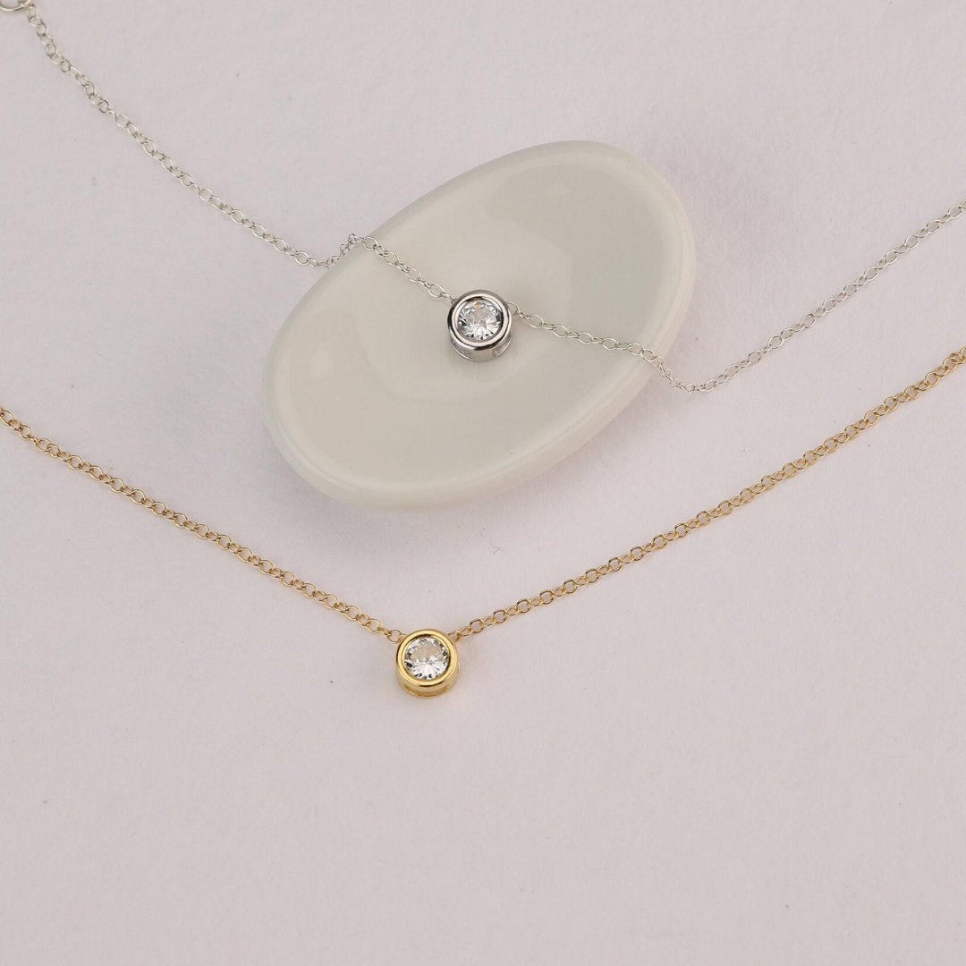 Gouden Ketting Topaas Zirkonia Hanger 14 karaats
