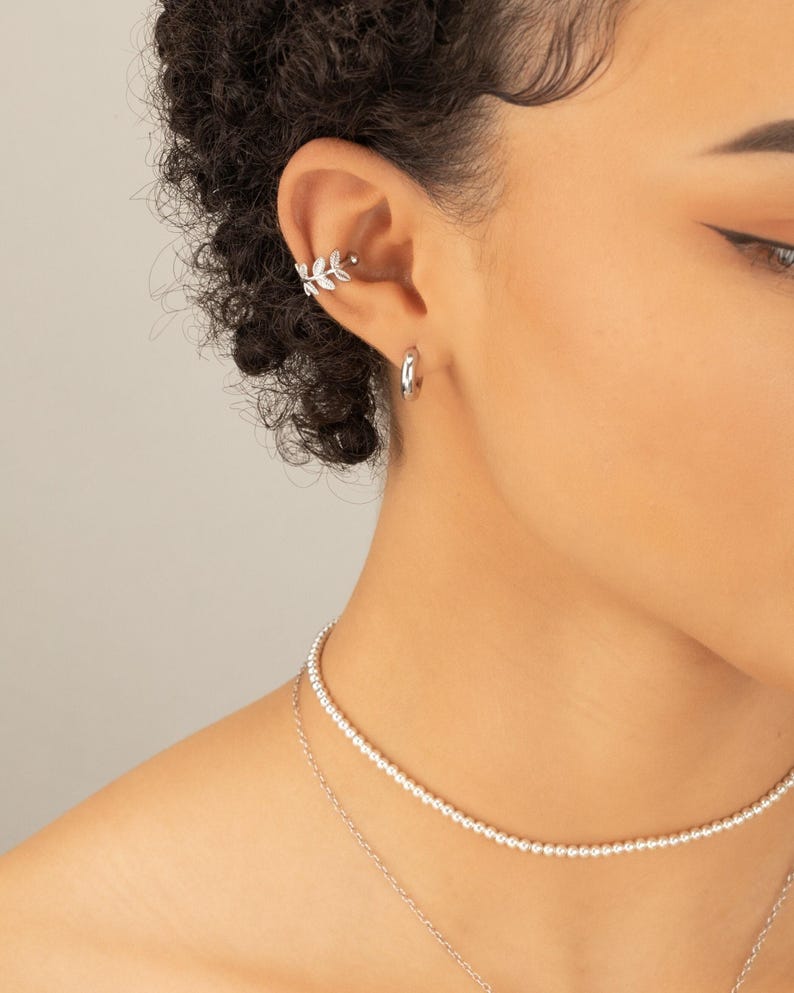 Ivy Leaf Ear Cuff • Gold or Silver Adjustable Wrap • no piercing needed image 3
