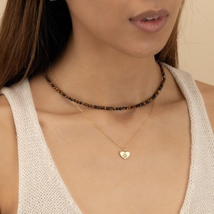 TIGERS EYE NECKLACE 3MM • gift for her • gold brown jewelry • anniversary birthday • dainty layering necklace • water resistant • NEBS2AS