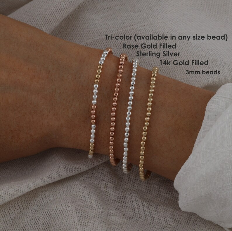 Gold Beaded Bracelets Gold Filled Round Ball Bracelets to Etsy