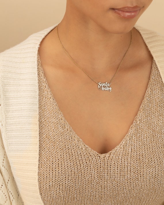 SANTA BABY NECKLACE • holiday jewelry • christmas pendant • gold, sterling silver or rose • gift for wife girlfriend • stocking stuffer