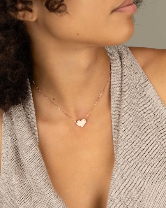 ROSE GOLD HEART necklace • dainty heart necklace • perfect gift for her • wedding gift • layering necklace • water resistant • NECH3PCAB