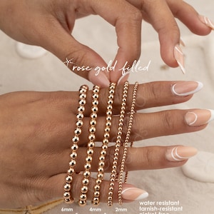 ROSE GOLD FILLED beaded bracelet • stackable stretch • waterproof • non-tarnish