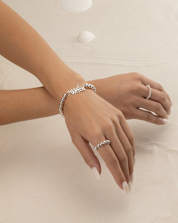 GOOD WITCH NAME beaded bracelet • perfect Halloween gift for her • Halloween costume necklace pendant • water resistant • BRBP3AASV