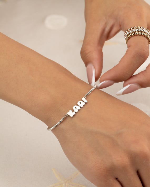 PERSONALIZED NAME BEADED bracelet | perfect gift for her | stackable dainty bracelet | stretch and water resistant | minimalist | BRBP3AFWAp