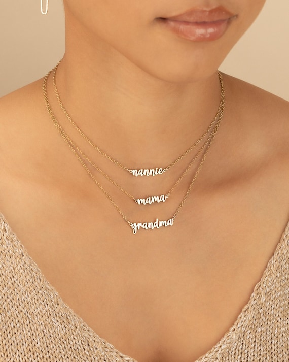 GRANDMA PERSONALIZED NAME necklace • Abuela Gigi Grammy Grandmother Granny Lola Mamaw Mimi Momo Nana Nanny • water resistant • NECC3AQRIp