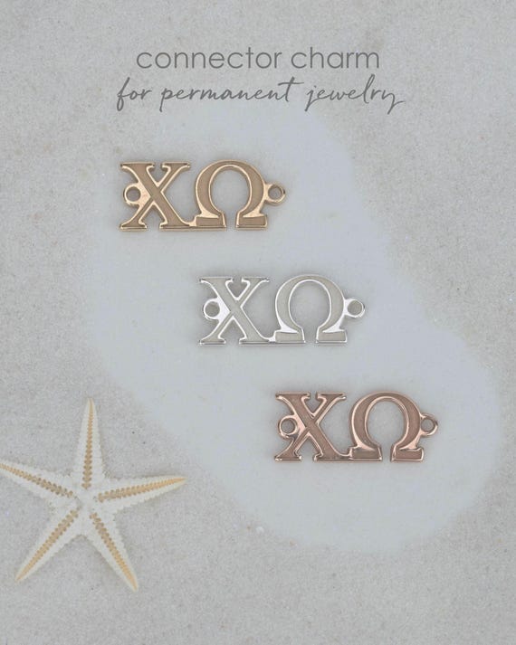 SORORITY GREEK connector charm • chi omega kappa gamma theta alpha phi zeta pi sigma xi delta tau connector for permanent jewelry COXX3ABMIp