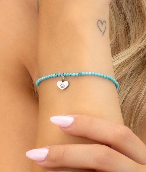 TINY TURQUOISE CHARM beaded bracelet • dangle charm bracelet • December birthstone • Sagittarius Capricorn gift • gift for her • BRBS3CHAAp