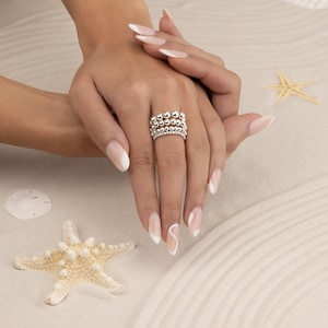 STERLING SILVER BEADED ring • dainty ring • stackable, stretch, and water resistant • friendship anniversary ring • gold rose gold • RIBP2AG