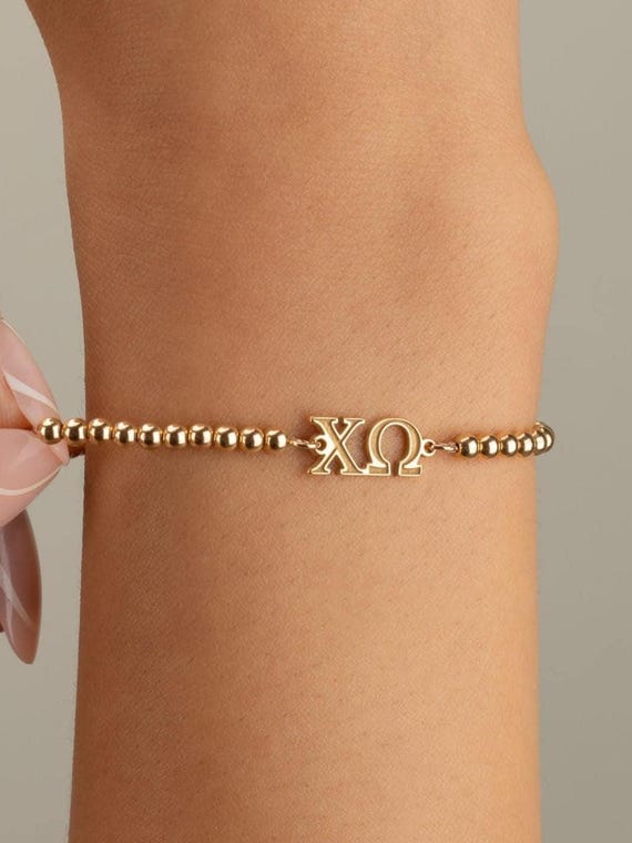 SORORITY GREEK LETTER beaded bracelet • personalized sorority gift • college rush bid day gift • connector for permanent jewelry BRBP3CMMIp