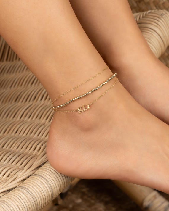 SORORITY GREEK LETTER anklet • Delta Gamma Kappa Alpha Sigma Pi Theta Chi Omega Omicron Psi Phi • rush bid day graduation gift  • ANCC3ACMIp